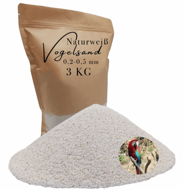 Vogelsand 02 05mm weiss 3 kg keimfrei ohne Zusatzstoffe wie Anis und Grit 146399930749