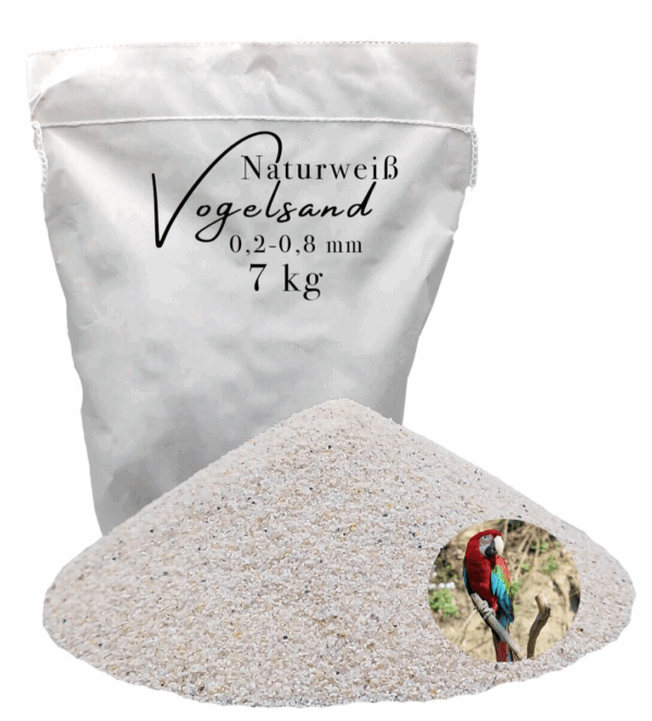Vogelsand 02 08mm weiss keimfrei 7 kg ohne Zusatzstoffe wie Anis und Grit 146399930699