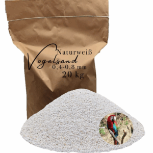 Vogelsand 0,4-0,8mm weiß keimfrei 20kg ohne Zusatzstoffe wie Anis und Grit