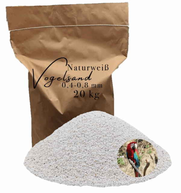 Vogelsand 04 08mm weiss keimfrei 20kg ohne Zusatzstoffe wie Anis und Grit 146399930679