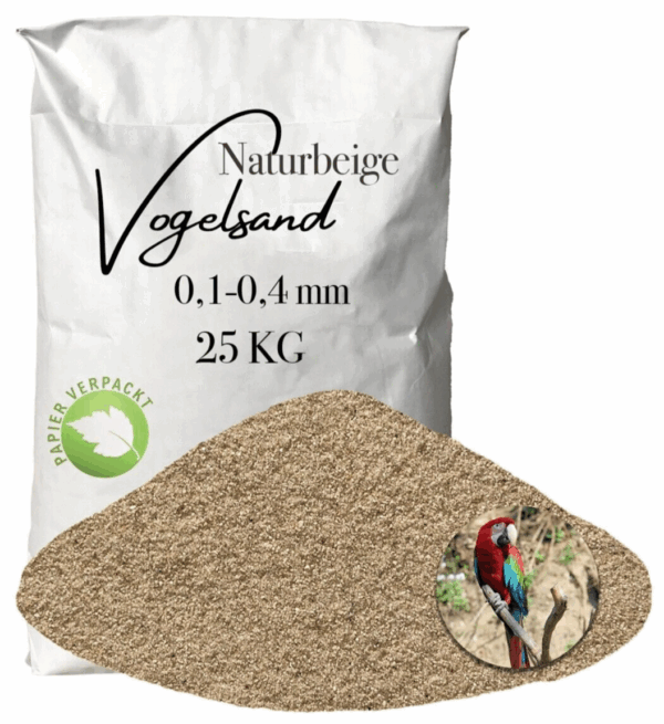 Vogelsand Einstreu Papageiensand beige 25kg ohne Anis und Grit 01 04 mm Papier 145820342229