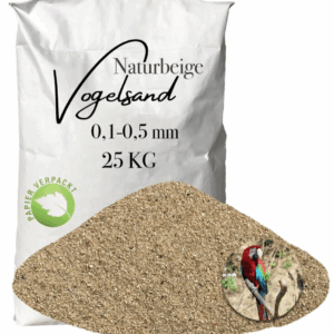 Vogelsand Einstreu Papageiensand beige 25kg ohne Anis und Grit 0,1-0,5 mm Papier