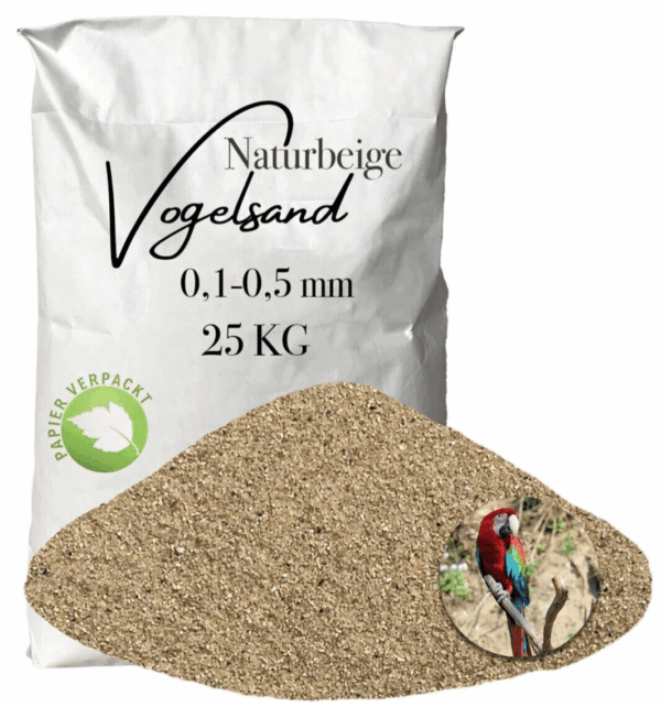 Vogelsand Einstreu Papageiensand beige 25kg ohne Anis und Grit 01 05 mm Papier 145820376889