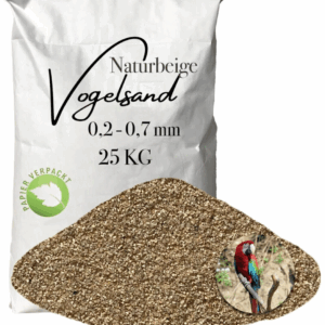 Vogelsand Einstreu Papageiensand beige 25kg ohne Anis und Grit 0,2-0,7 mm Papier