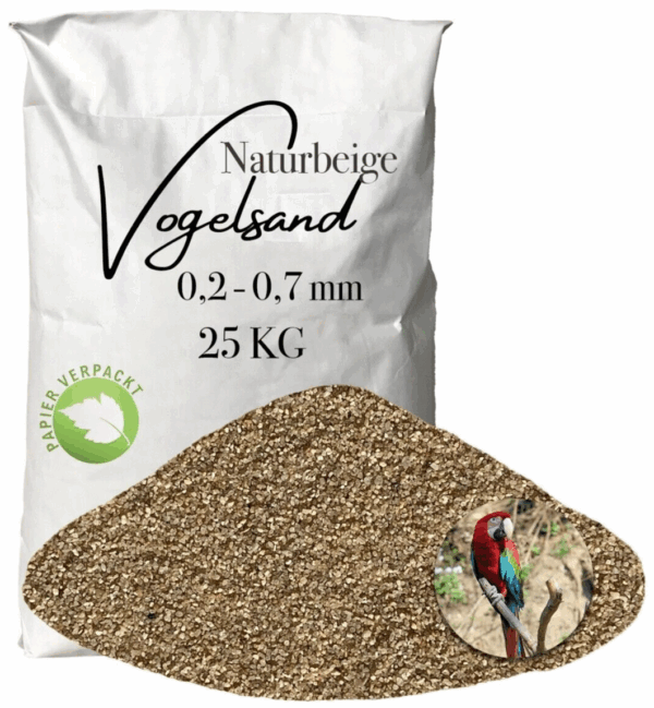 Vogelsand Einstreu Papageiensand beige 25kg ohne Anis und Grit 02 07 mm Papier 145820378839