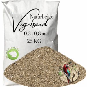 Vogelsand Einstreu Papageiensand beige 25kg ohne Anis und Grit 0,3-0,8 mm Papier