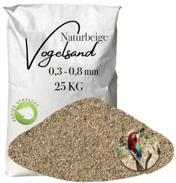 Vogelsand Einstreu Papageiensand beige 25kg ohne Anis und Grit 03 08 mm Papier 145820380429